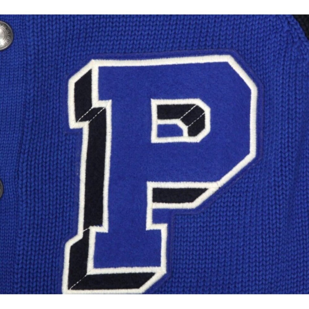 Polo Ralph Lauren Blue Boy's Snap Button Knit Varsity Sweater Cardigan XL /037 - Picture 4 of 5